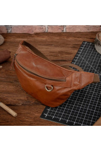 Duża Brązowa Saszetka Nerka Crossbody skóra naturalna vintage B-FB1G 