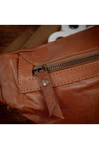 Duża Brązowa Saszetka Nerka Crossbody skóra naturalna vintage B-FB1G 
