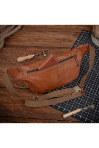 Duża Brązowa Saszetka Nerka Crossbody skóra naturalna vintage B-FB1G 