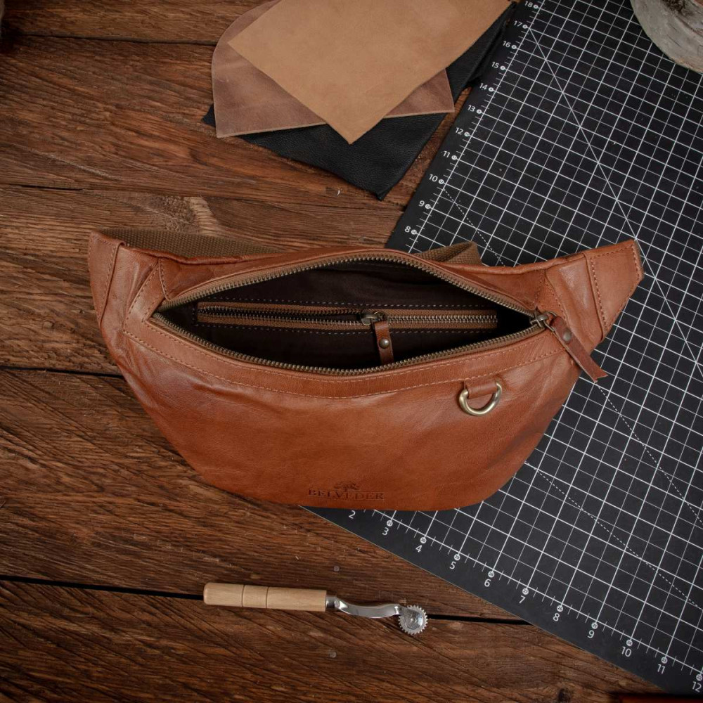 Duża Brązowa Saszetka Nerka Crossbody skóra naturalna vintage B-FB1G 