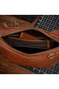 Duża Brązowa Saszetka Nerka Crossbody skóra naturalna vintage B-FB1G 
