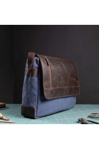 Torba Vintage Męska na Ramię Skóra i Płótno Brązowo Granatowa Belveder BV17BRN 