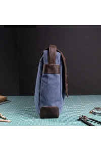 Torba Vintage Męska na Ramię Skóra i Płótno Brązowo Granatowa Belveder BV17BRN 