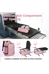 Mały Różowy Plecak bagaż podreczny Ryanair WizzAir damski 40x30x20 20L Expander 